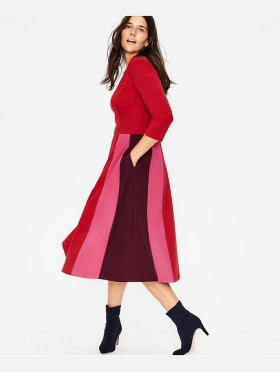 Boden Dresses & Skirts - Boden Claudia Colorblock Dress Red/Pink/Aubergine Sz 14R EUC